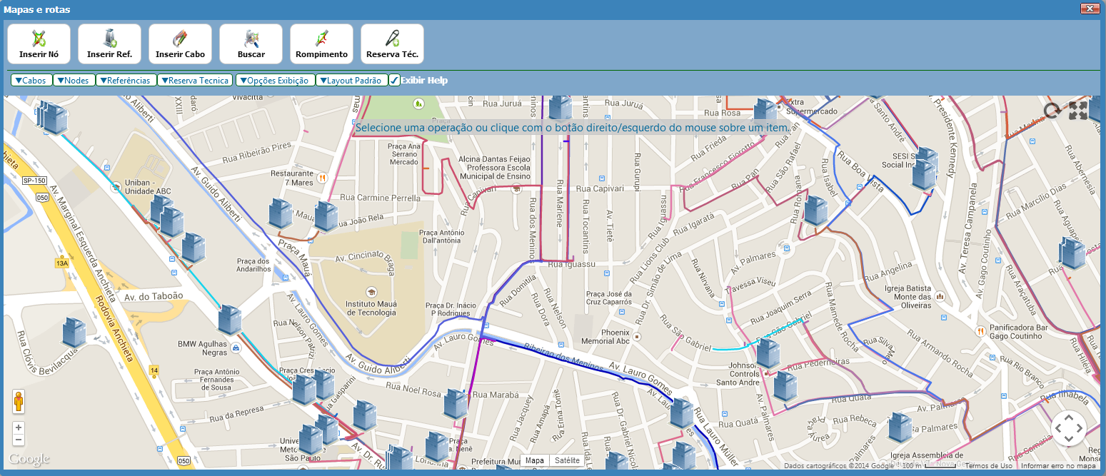 Software de documentação de rede óptica com Google Maps